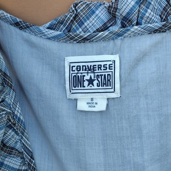 Converse One Star Plaid Cotton Ruffle Sundress, Size 8 - Picture 8 of 9